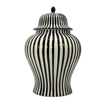 Black & White Candy Cane Striped Ceramic Vase, 18in