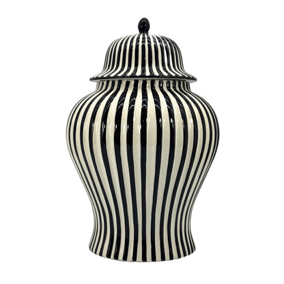 Black & White Candy Cane Striped Ceramic Vase, 18in