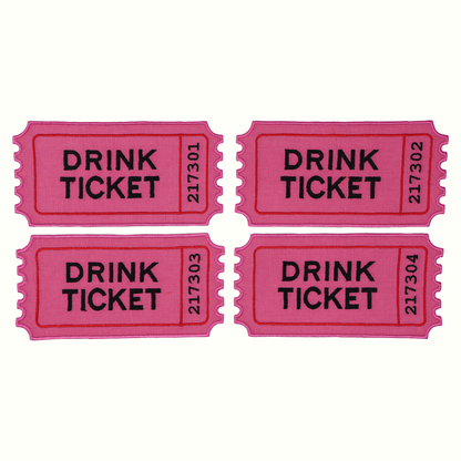 Drink Ticket Cocktail Napkins (Set of 4) - House of Gleason (8in x 4in)