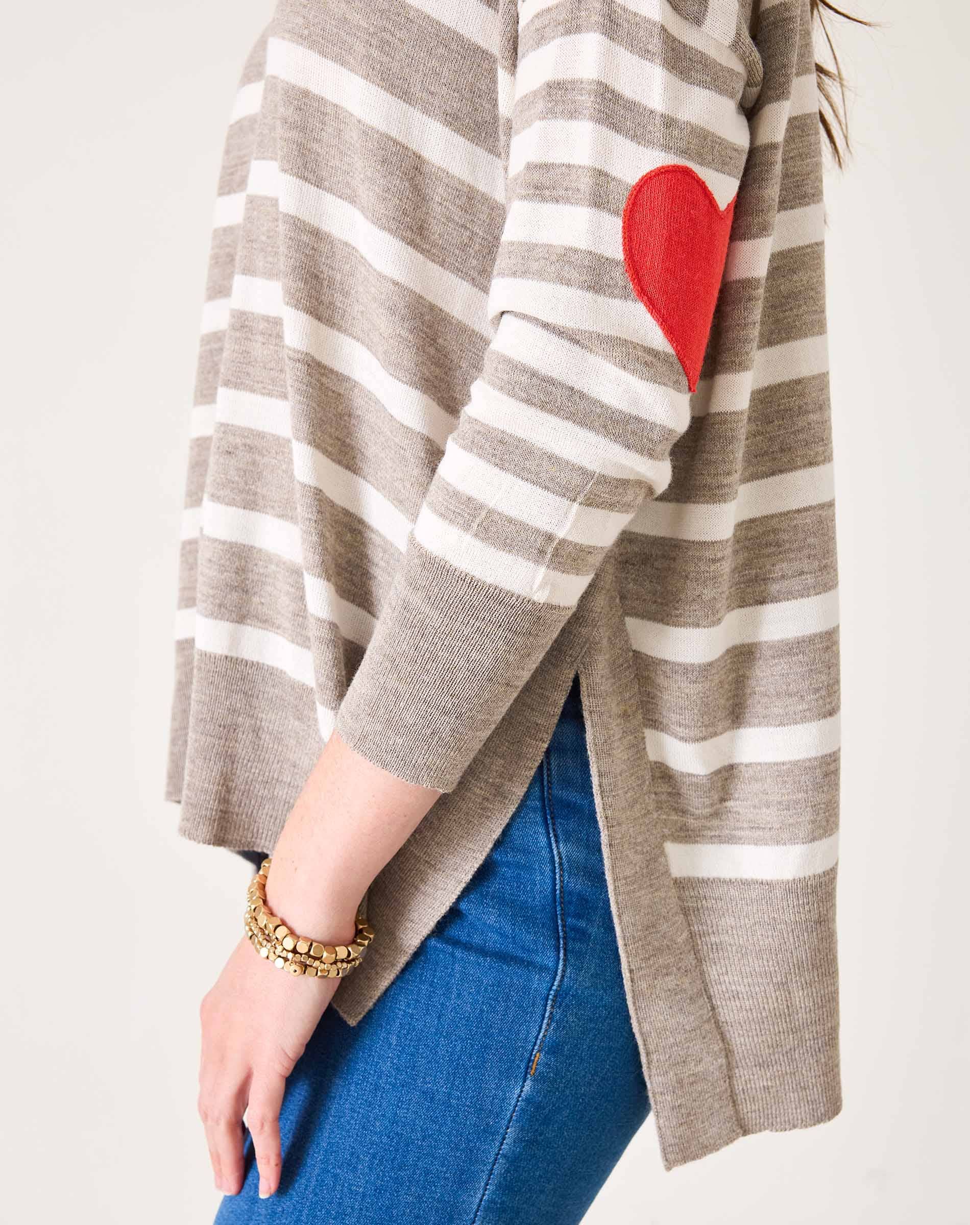 Amour Sweater, Navy Stripe Heart (One Size)