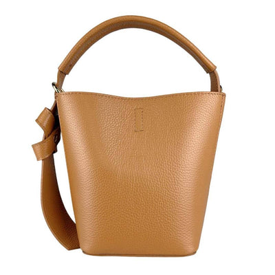 Camel Mini Bucket Bag, Leather