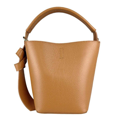 Camel Mini Bucket Bag, Leather