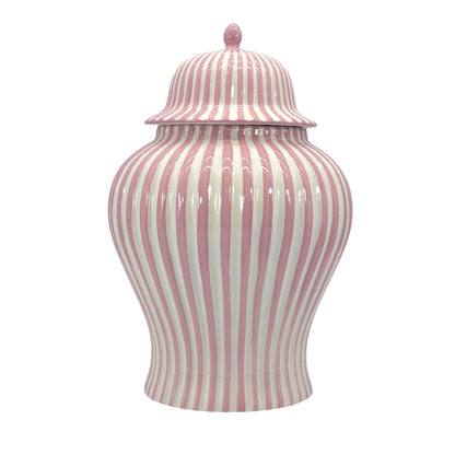 Pink & White Candy Cane Striped Ceramic Vase 18in