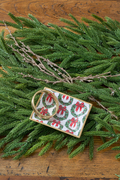 Holly Wreath Bow Enameled Landry Tray - Jaye's Studio