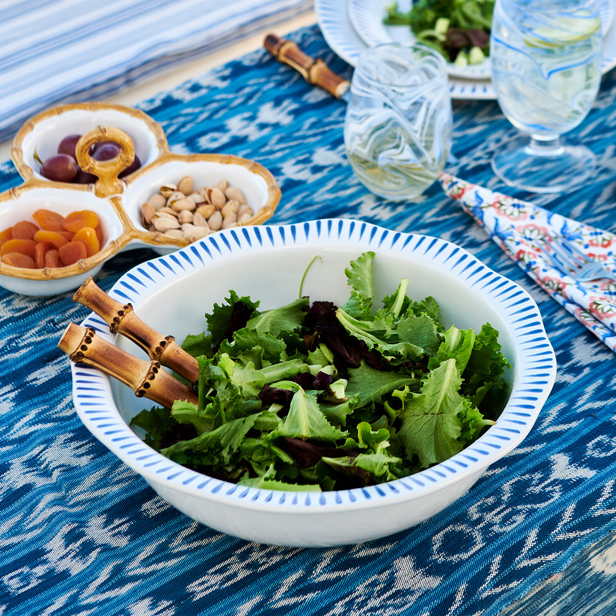 Sitio Stripe 12" Serving Bowl - Delft Blue