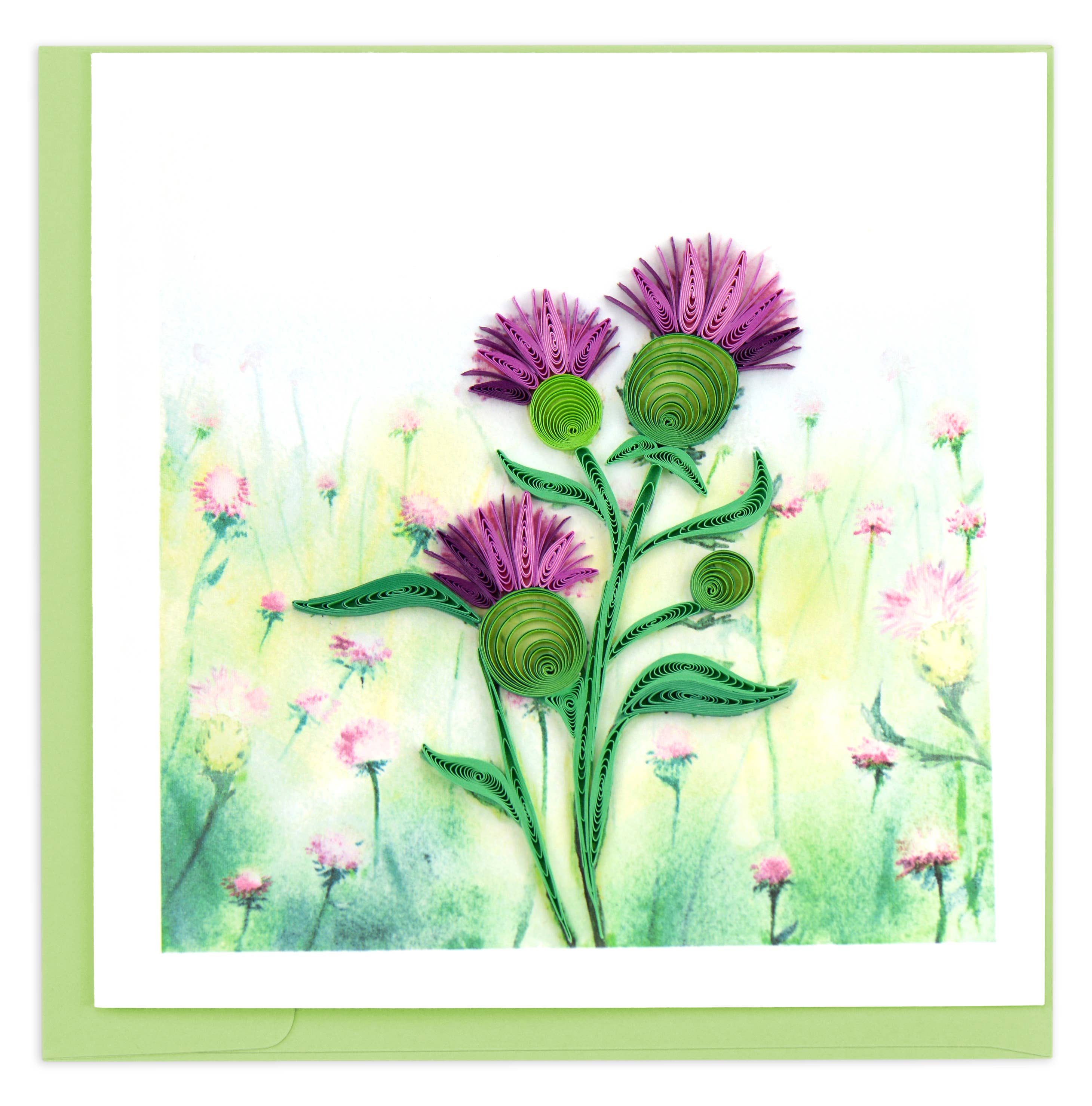 Card, Thistle - Quilling Card (6in sq, with envelope)