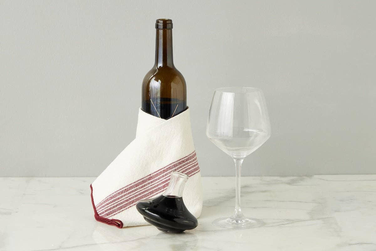 Dinner Napkins, Vintage Merlot Red Stripe, Set of 4