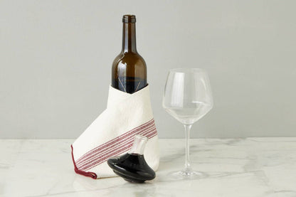 Dinner Napkins, Vintage Merlot Red Stripe, Set of 4