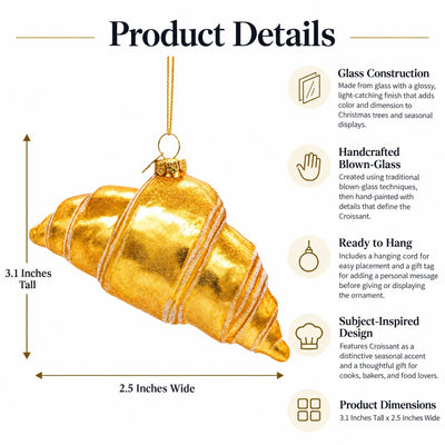 Croissant Glass Ornament (3.1in)