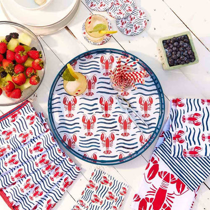 Cocktail Napkins, Lobster Waves (5in sq / 20-count)