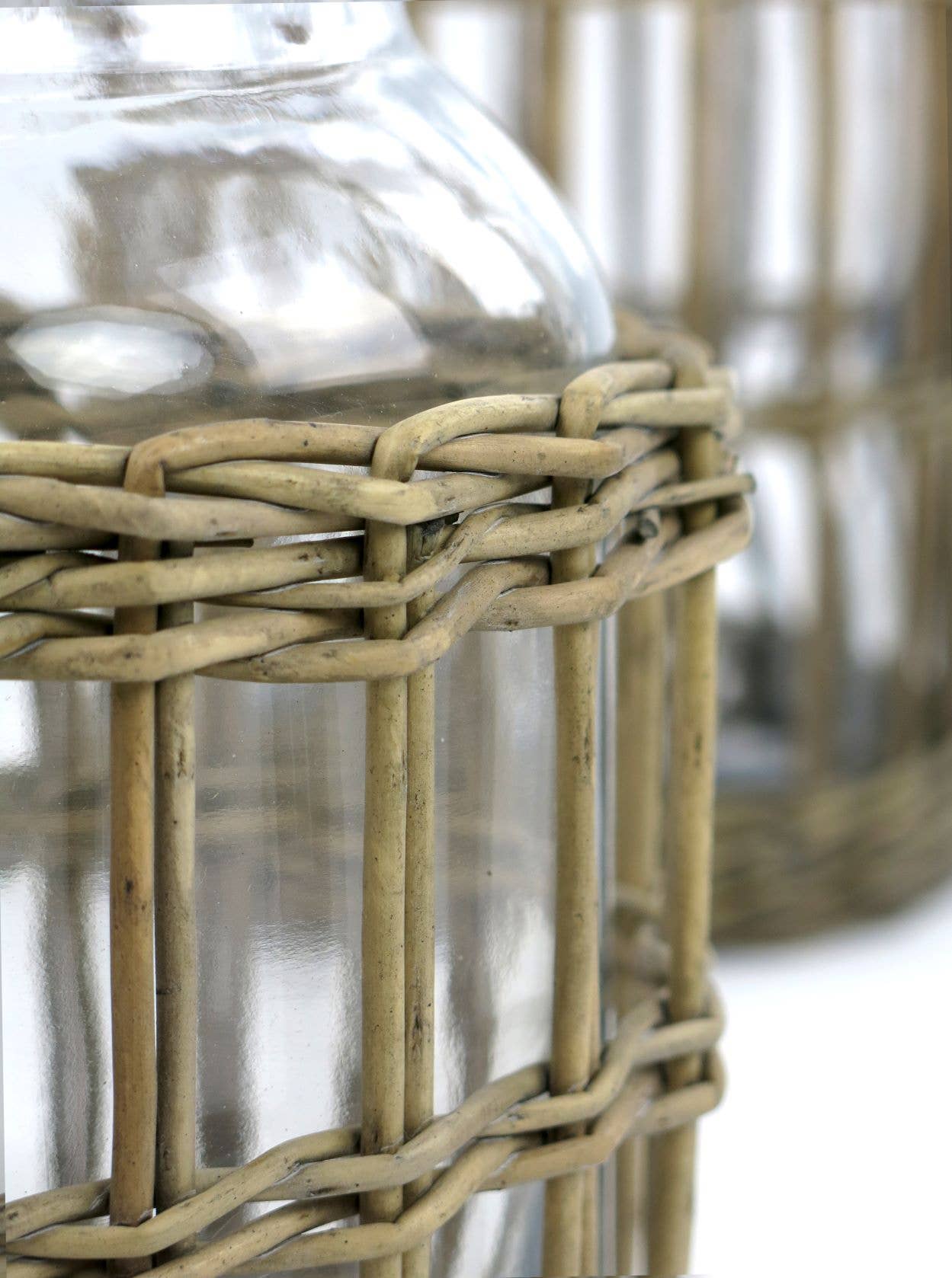 Glass & Woven Willow Canister / Vase (LARGE)