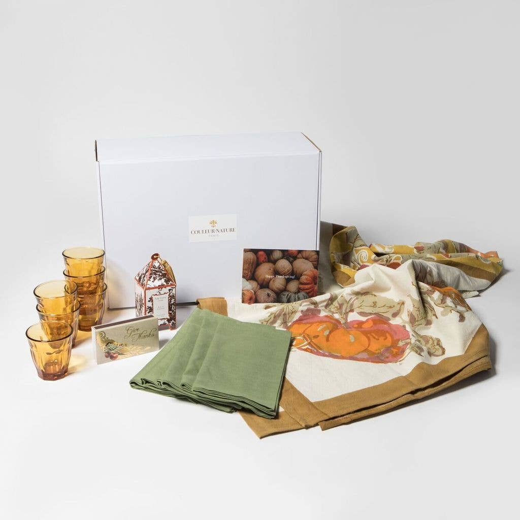 Dinner Napkins, Pumpkin Orange & Mustard (Set of 6) - Couleur Nature Paris (19in sq)