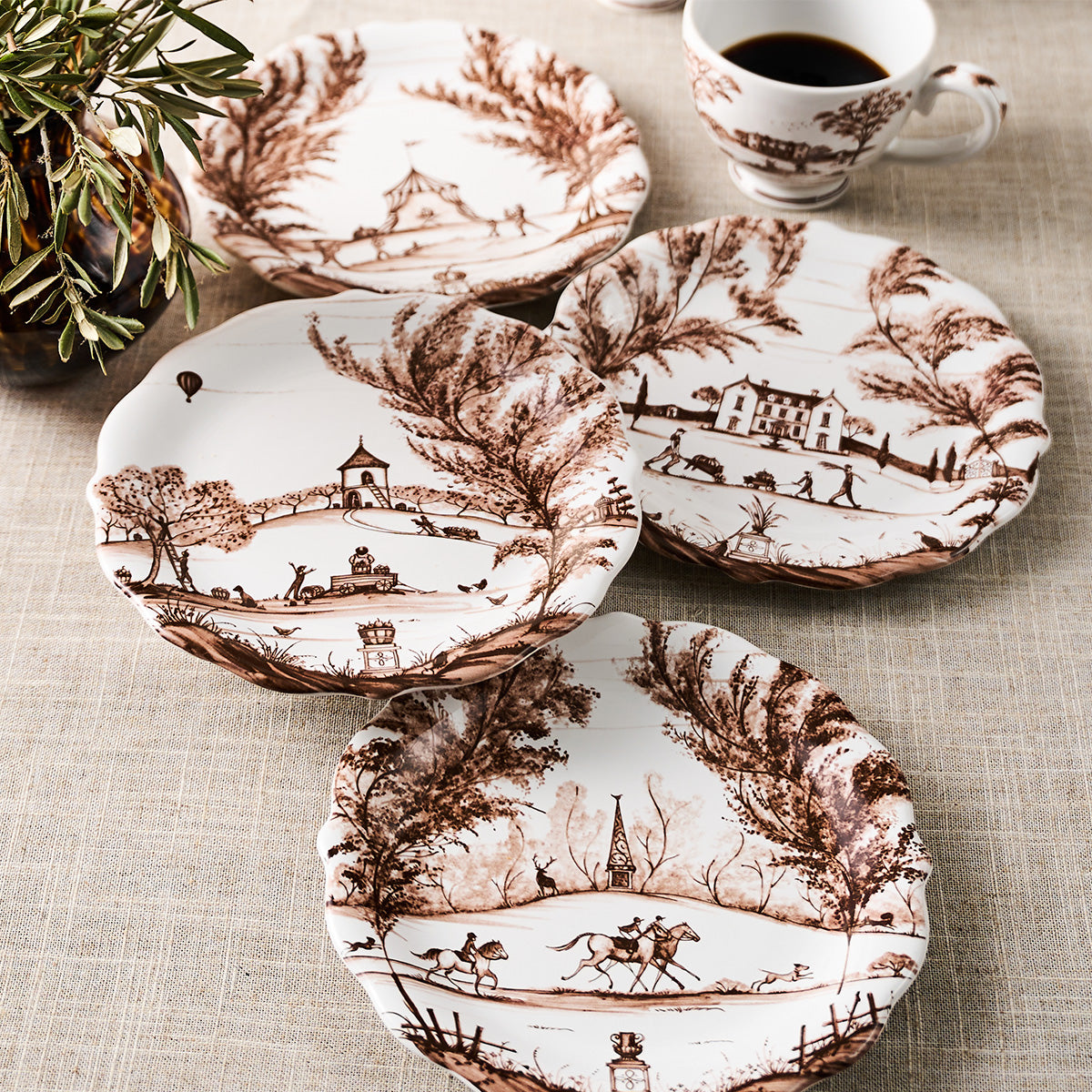 Country Estate Harvest Party Plates, Sepia (Set of 4) - Juliska (8.5in)