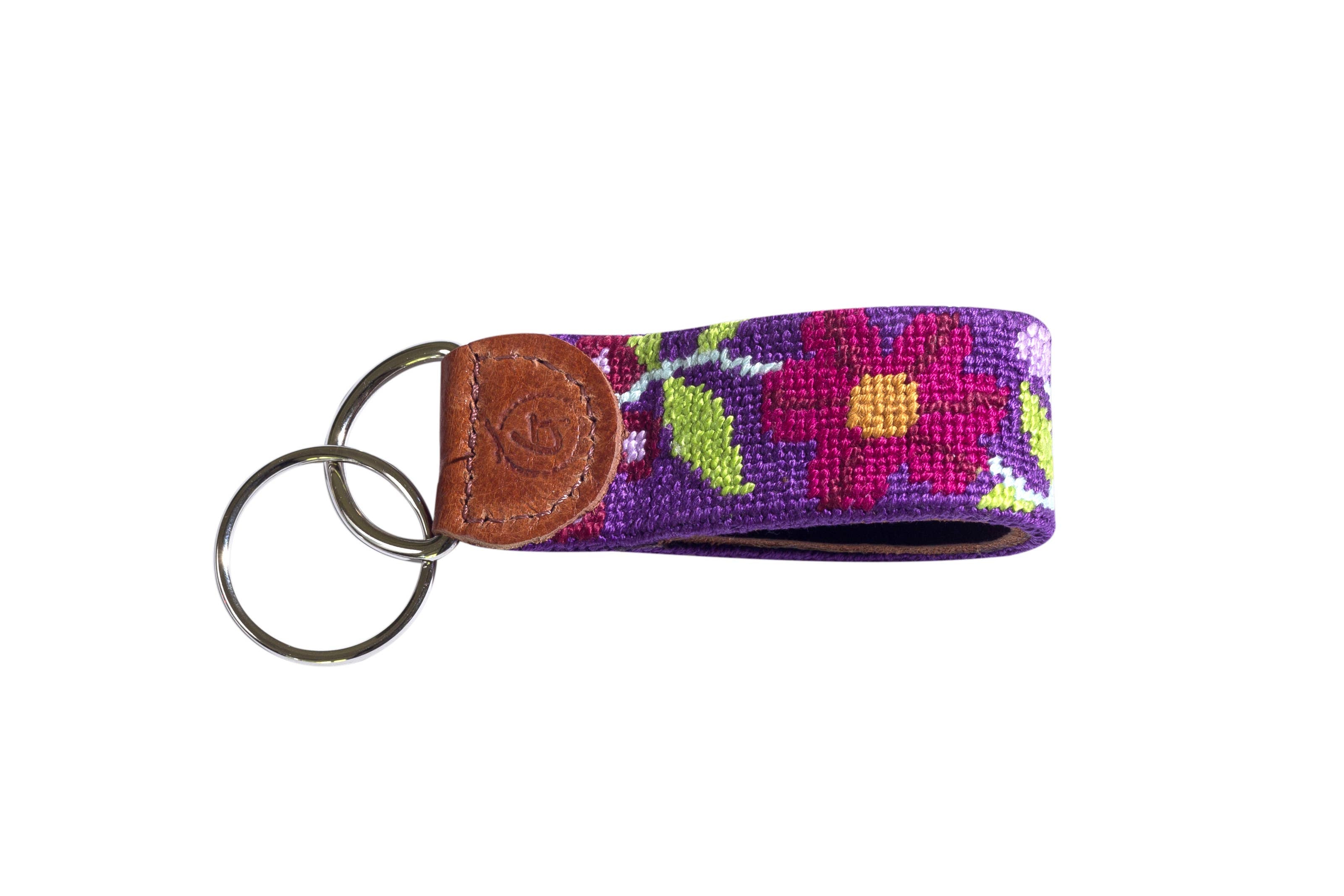 Floral Needlepoint Keychain