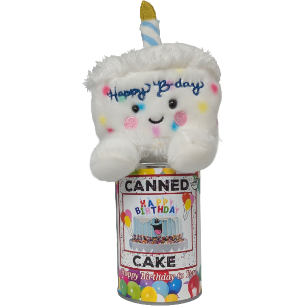 Canned Plush B-day Cake, Foil Lid