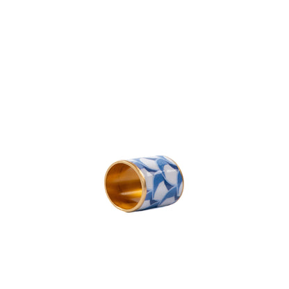Scales Enameled Napkin Ring, Blue (Set of 4)
