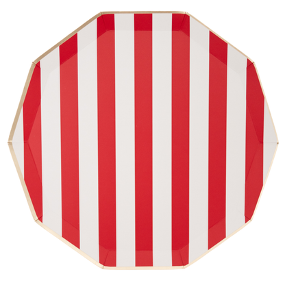 Cherry Red Signature Cabana Stripe Plates, 10.75 In. (8)