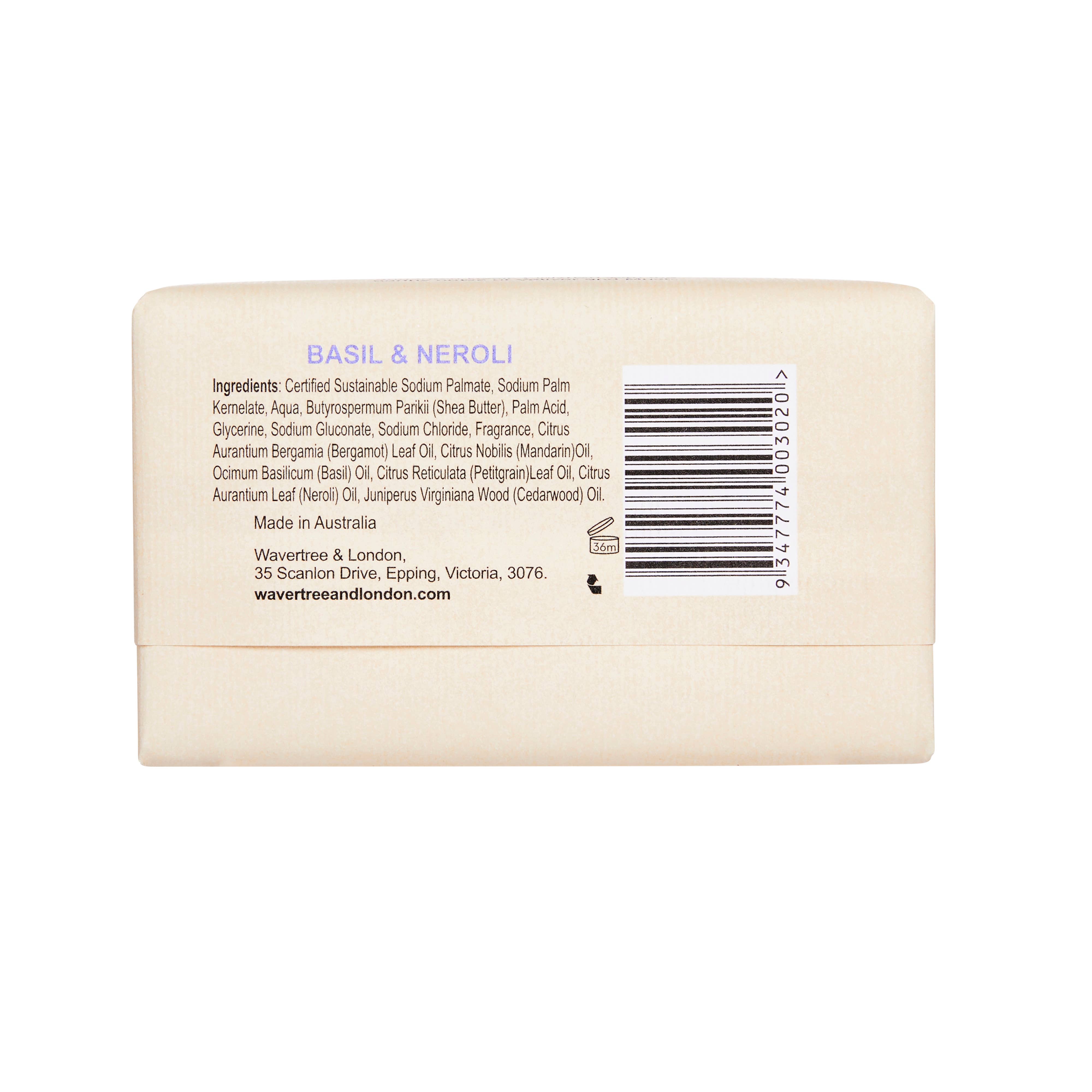 Soap Bar, Basil & Neroli - Wavertree & London (7oz / 200g)