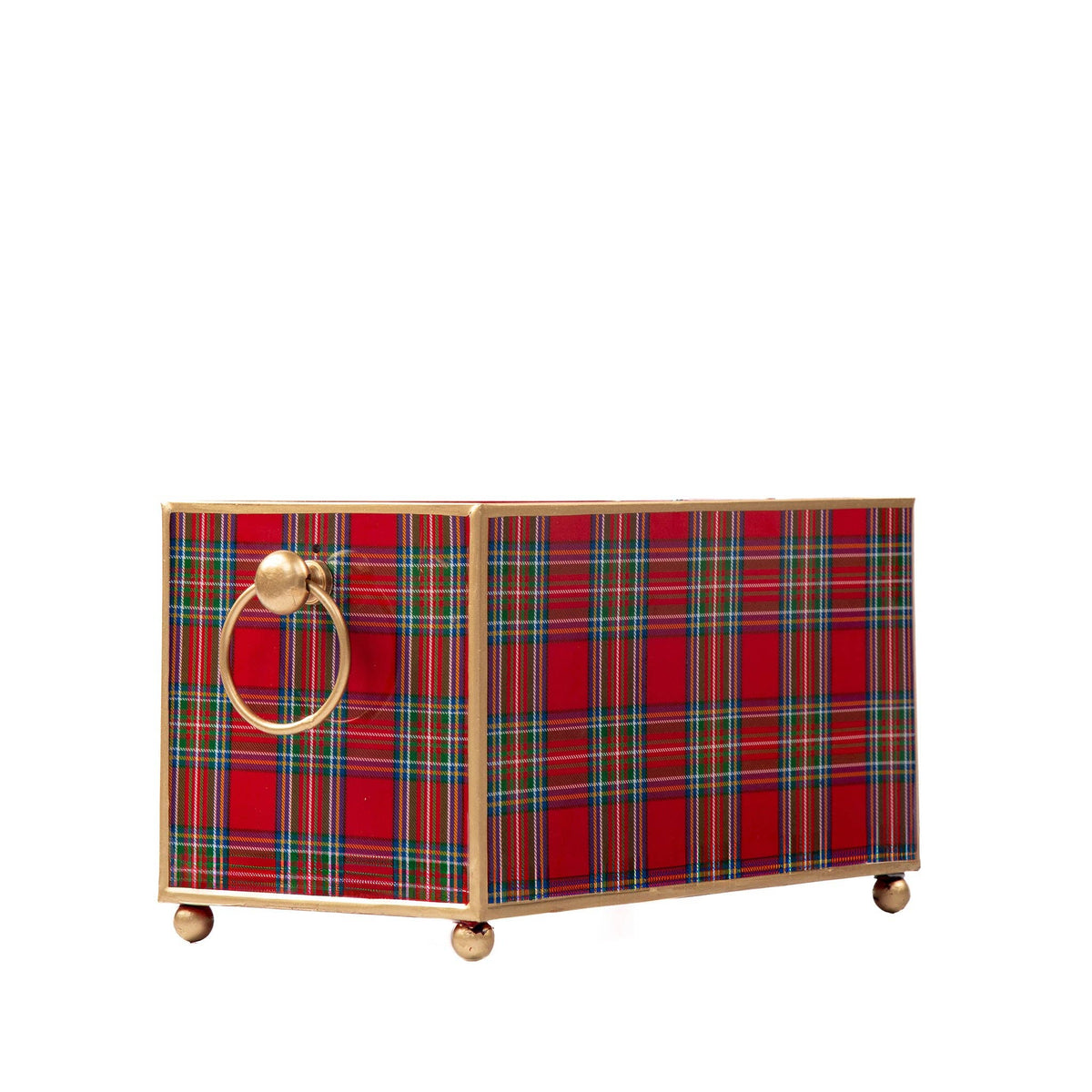 Cachepot, Tartan Plaid Enameled Rectangular Planter - Jaye's Studio (6in x 12in)