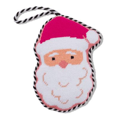 Pink Santa Needlepoint Ornament - Furbish Studios