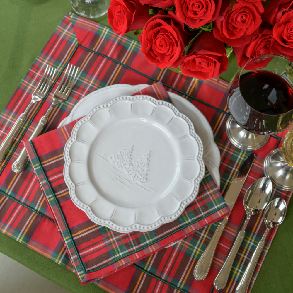Tartan Red Italian Cotton Napkins, Set of 4 - Arte Italica