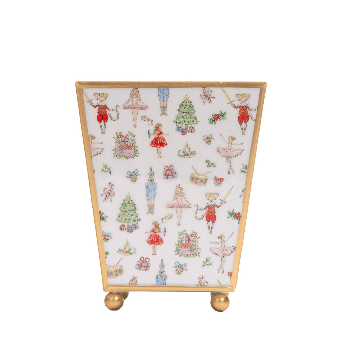 Cachepot, Watercolor Nutcracker Enameled Square Planter - Jaye's Studio (4in)