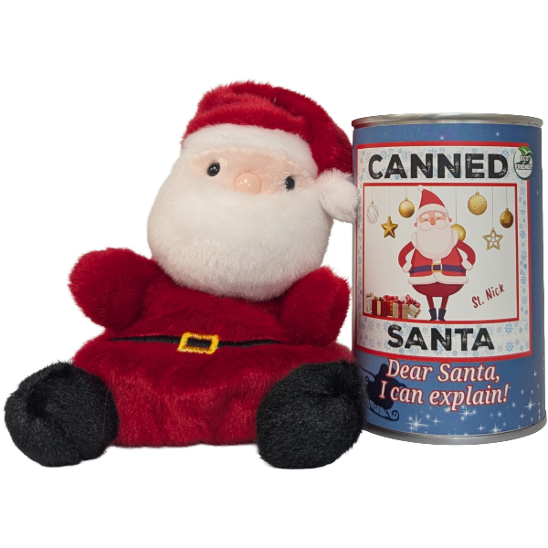 Canned Plush Jolly St. Nick, Foil Lid