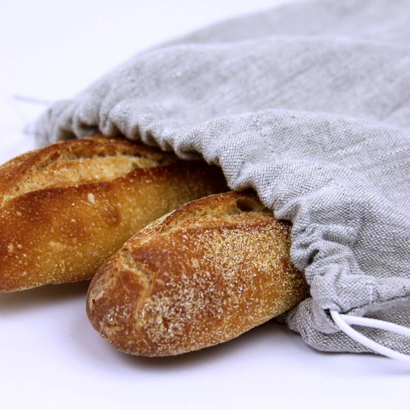 Natural Linen Bread Bag, Stonewashed