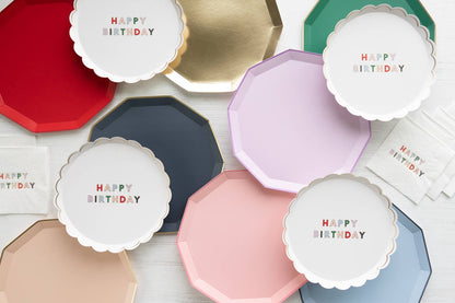 Blanc White Signature Happy Birthday Cocktail Napkins