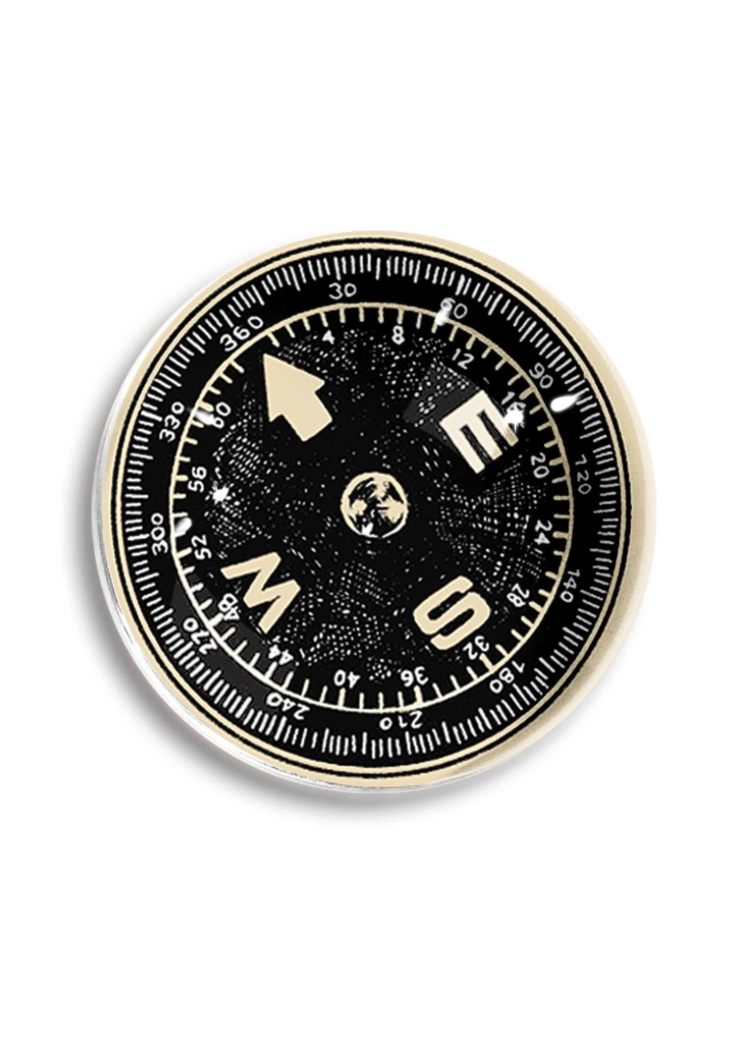 Vintage Compass Illustration Crystal Dome Paperweight - Ben's Garden (3.75in dia)