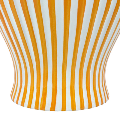 Orange & White Candy Cane Striped Ceramic Vase 18in
