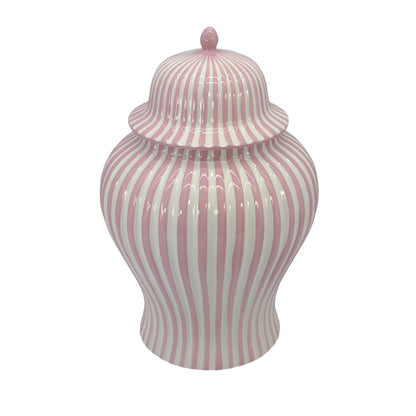 Pink & White Candy Cane Striped Ceramic Vase 18in