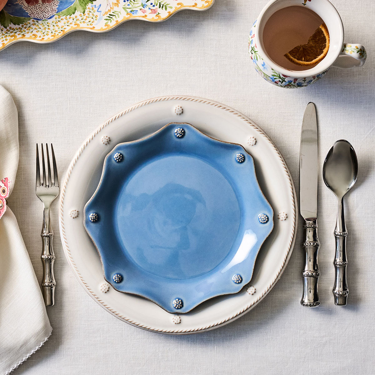 Berry & Thread Scalloped Dessert/Salad Plate - Chambray