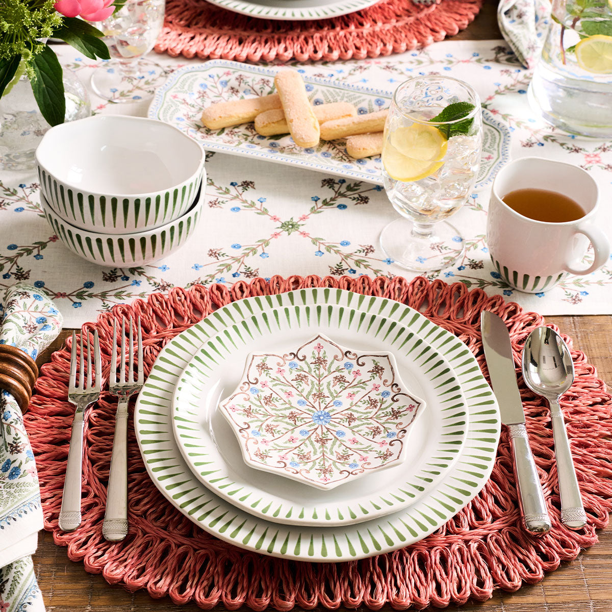 Sitio Stripe Dessert/Salad Plate - Basil