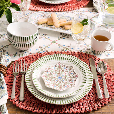 Sitio Stripe Dessert/Salad Plate - Basil