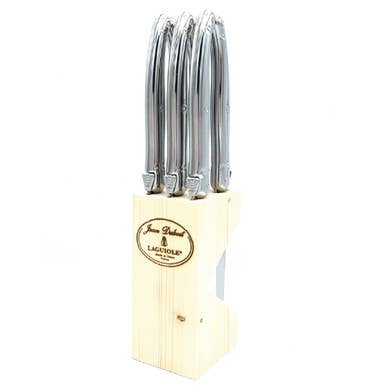 Steak Knives, Stainless Steel (Set of 6, Wooden Block) - Jean Dubost Laguiole