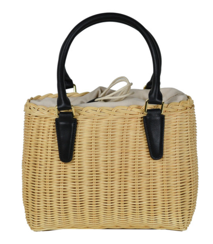 Beige Italian Paglia Lined Beach Basket Bag