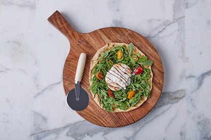 Italian Cutting Board Bowl with Mezzaluna Set, Large