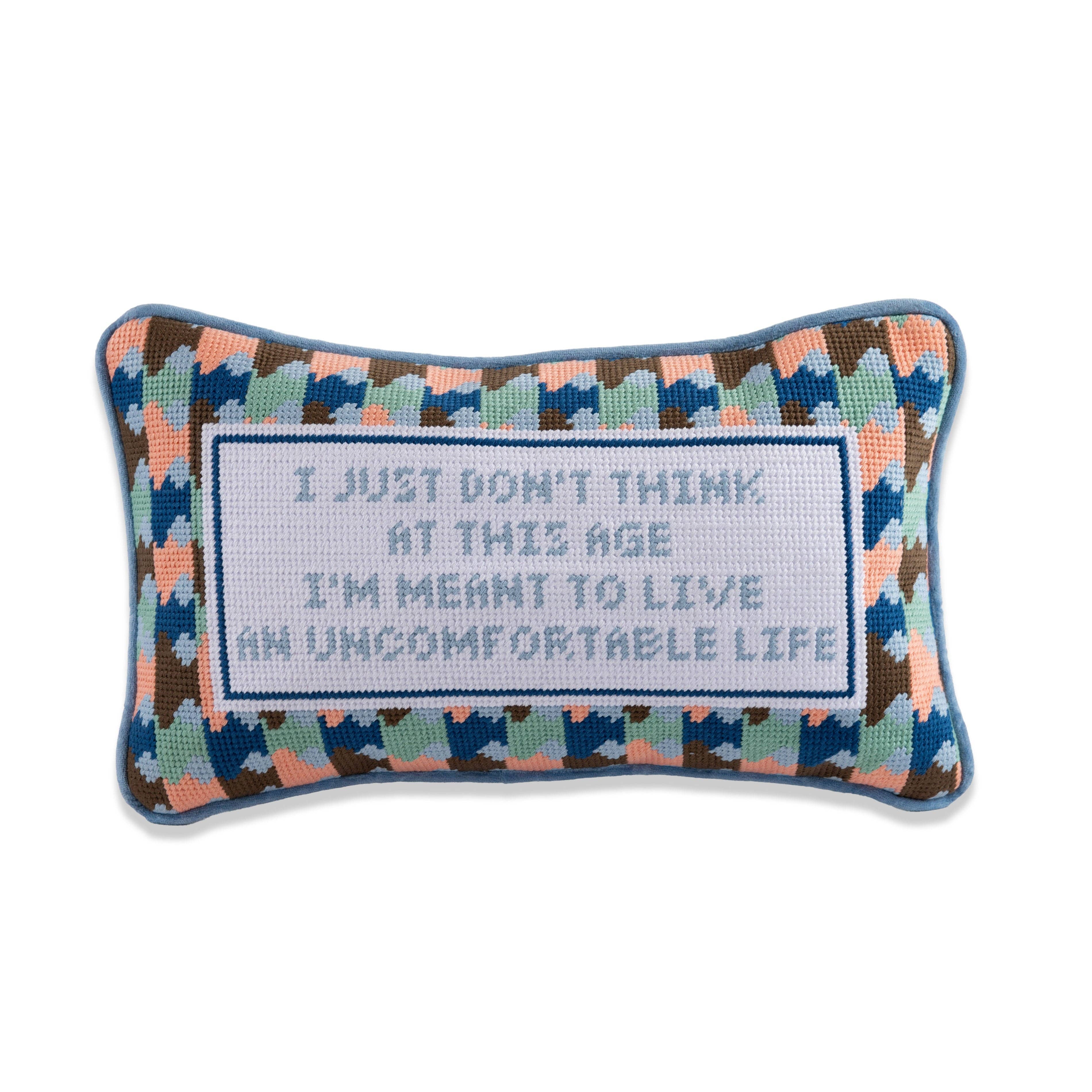 Pillow, '...An Uncomfortable Life' Needlepoint - Furbish Studio (9in x 15in)