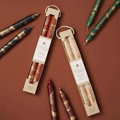 Taper Candles, Cream with Gold - 12in (2 tapers)
