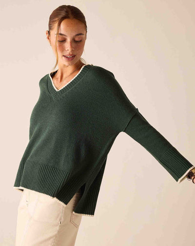 Montauk V-neck Sweater, Eden (One Size) - MERSEA