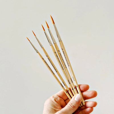 Watercolor Paintbrush, Set of 5 Wood Brushes