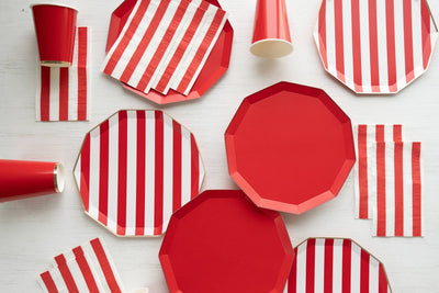 Cherry Red Cabana Stripe Guest Towels