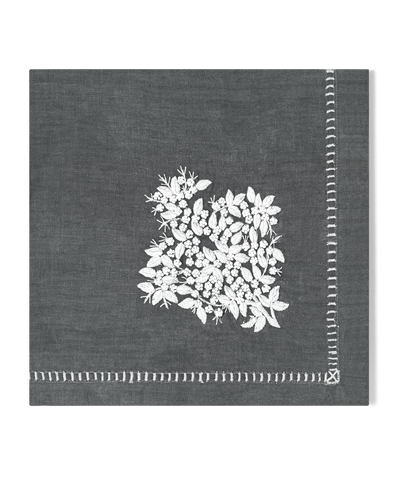 Linen Dinner Napkin, White on Taupe