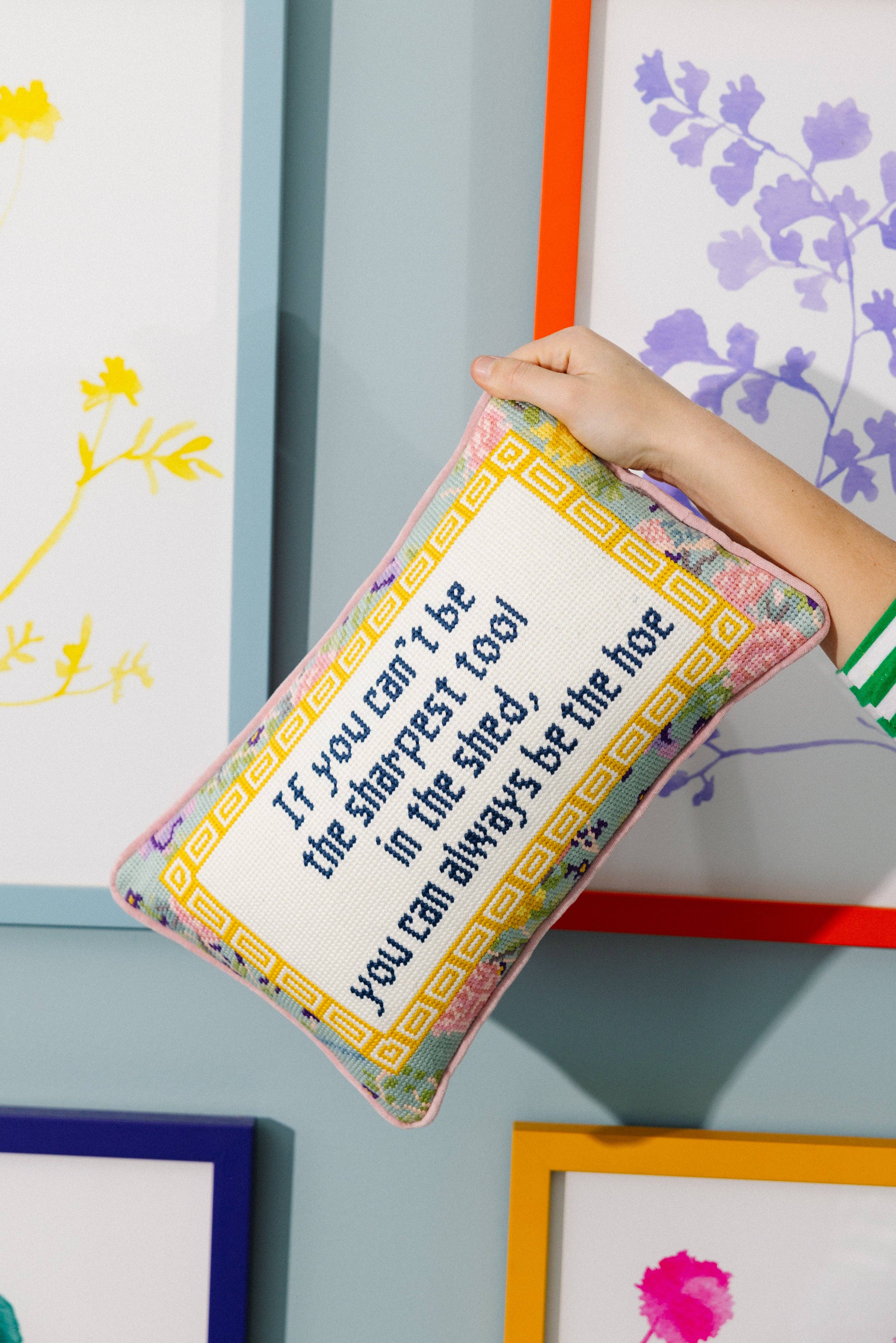 Pillow, 'Sharpest Tool' Needlepoint - Furbish Studio (9in x 15in)