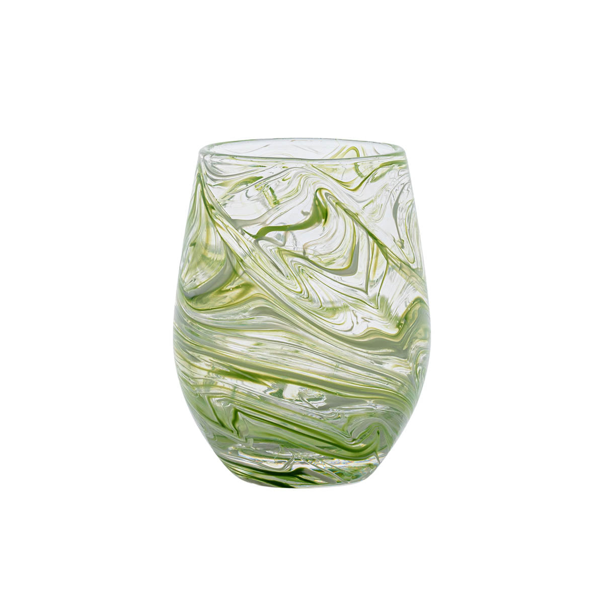 Puro Marbled Stemless Wine Glass - Green