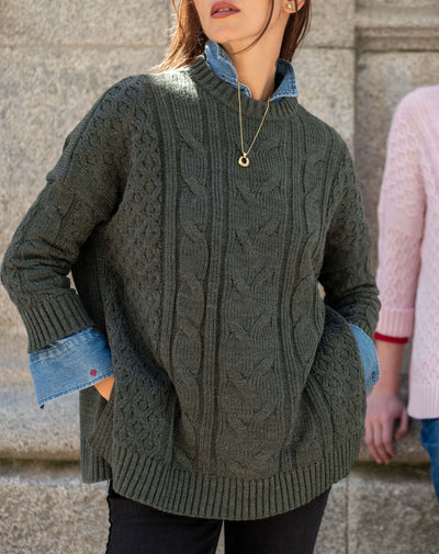 Cotswold Cableknit Sweater, Dusk (One Size) - MERSEA