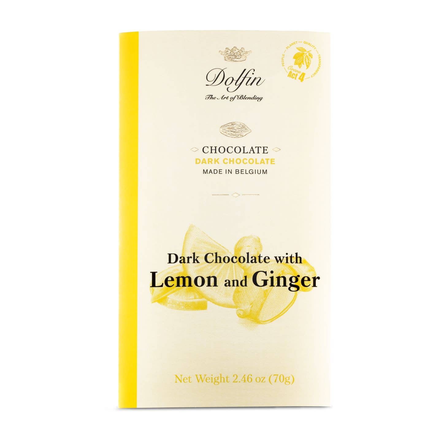 Dark Chocolate Bar with Lemon & Ginger - Dolfin (2.5oz / 70g)
