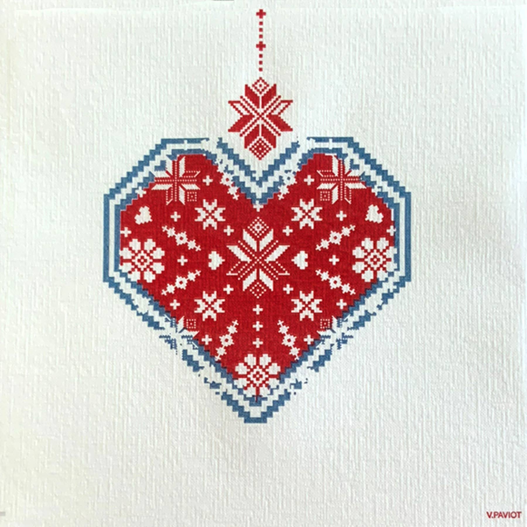 Coeur Brodé Cocktail Napkin