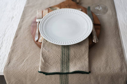 Dinner Napkins, Vintage Spruce Green Stripe, Set of 4